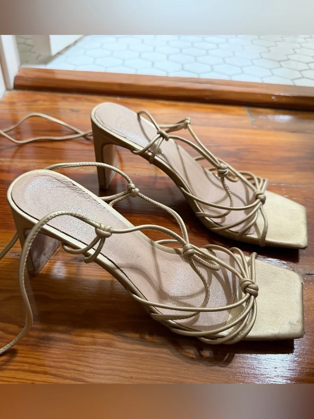 Chinese Laundry Yita Gold Strappy Heels